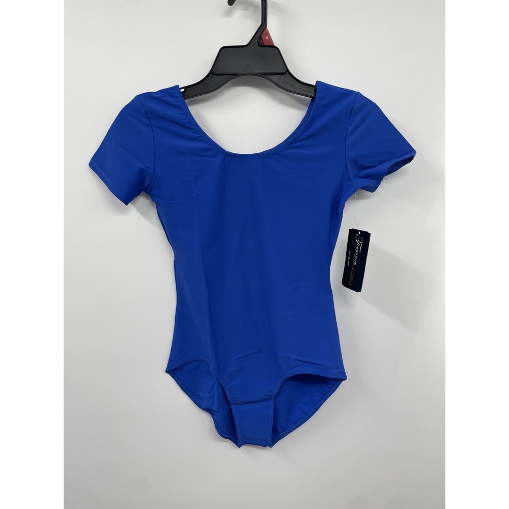 Theatricals Leotard‎ Womens Medium Blue Stretch Short Sleeve Dance One Piece NWT